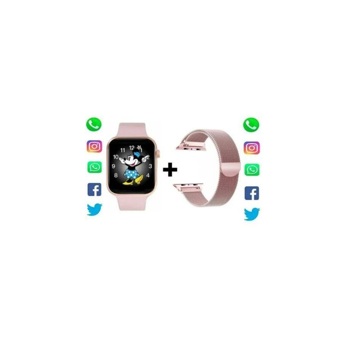 Fashion Relógio Smartwatch Feminino Minnie