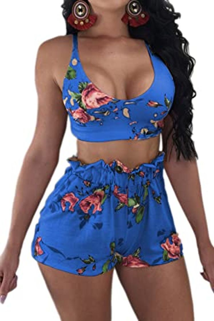 Product ZAFUL Trajes de Baño Mujer Top Corto Lazada Delantera Estampado Hombro Descubierto