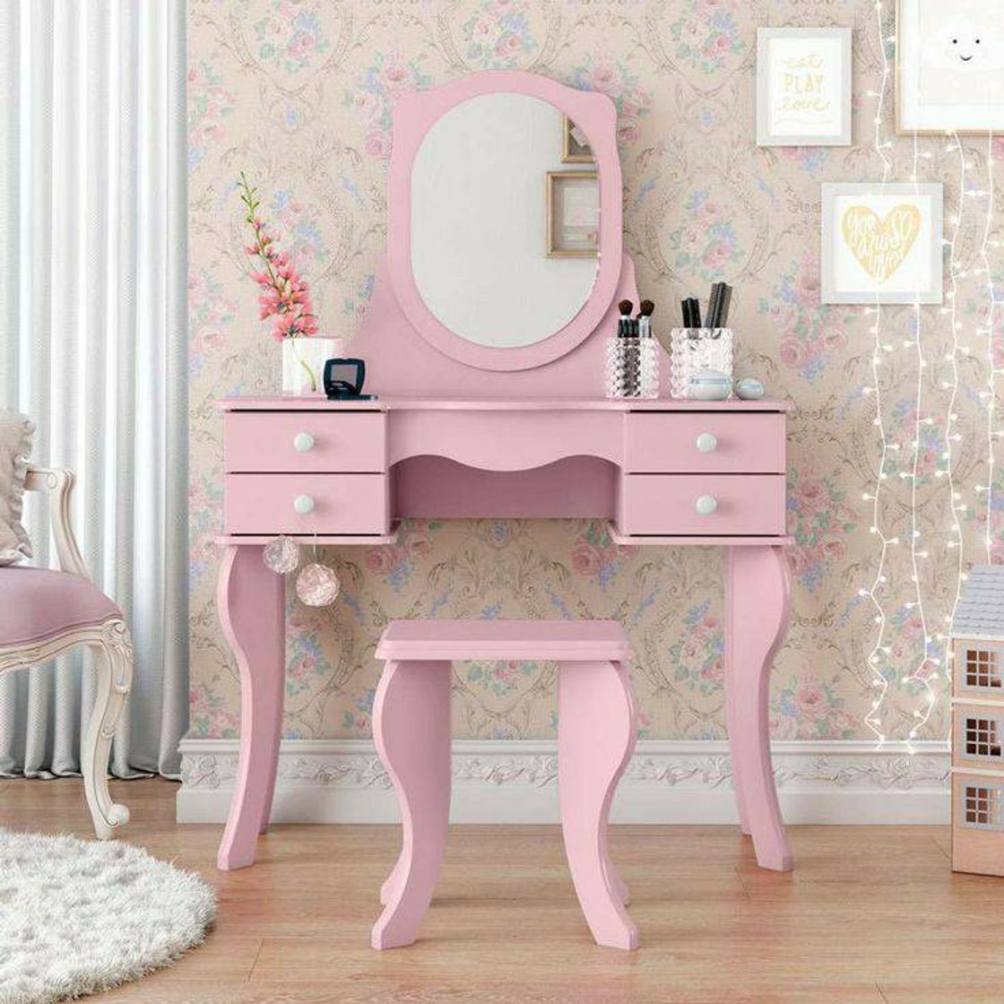 Social Penteadeira princesa com espelho rosa 