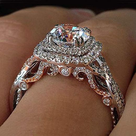 CTDMMJ Feminino Prata Grande anel de Pedra Redonda anéis de Banda de Casamento Vintage para Mulher