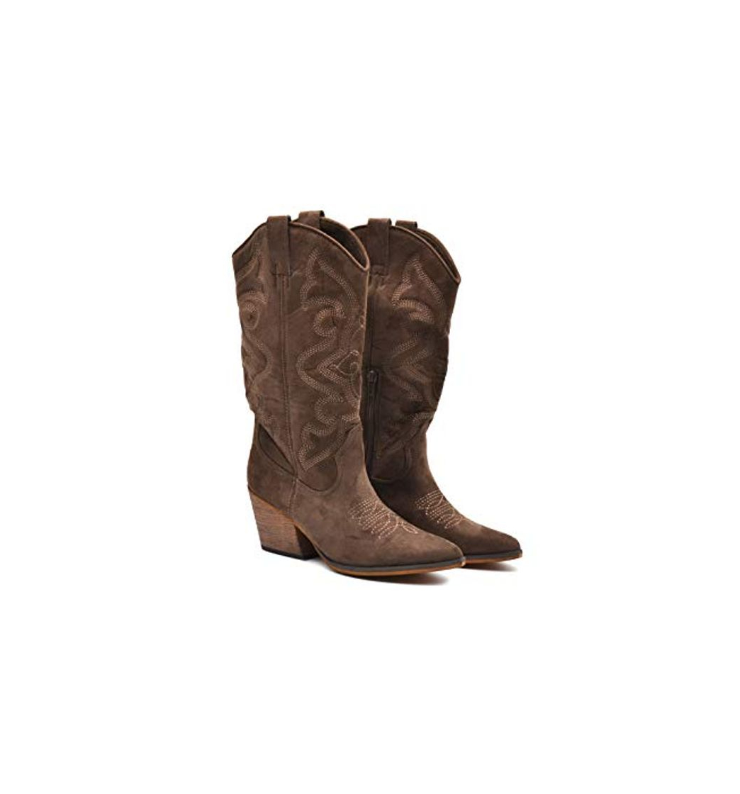 Fashion Paulina Texano - Botas para mujer con cremallera Size