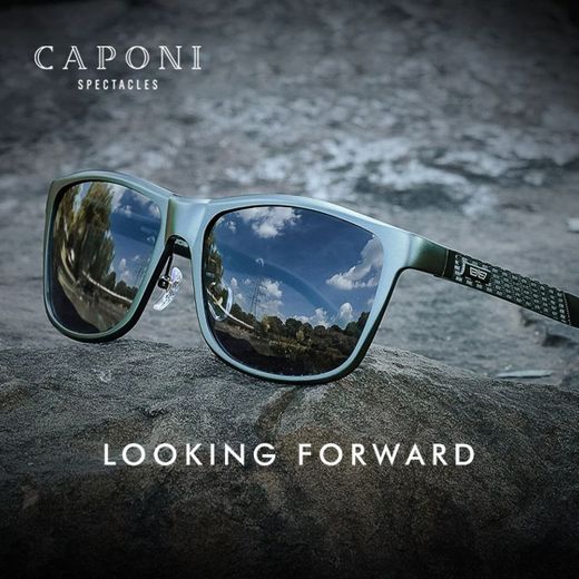 Caponi óculos de sol masculino com lente