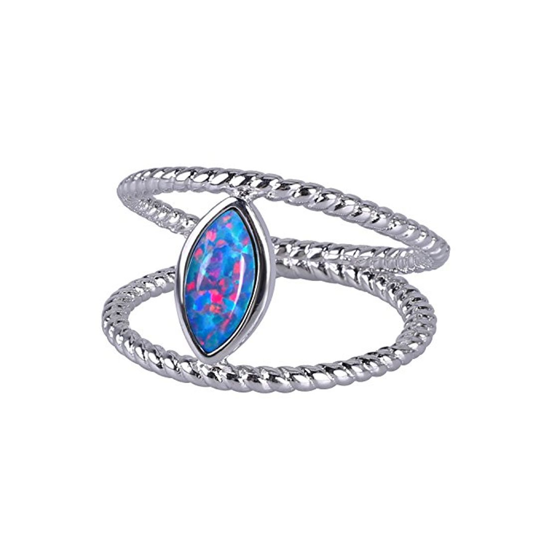 Social KELITCH Doble L¨ªnea Apilado Anillo Retorcido Cuerda Anillo Plata con Creado Fuego