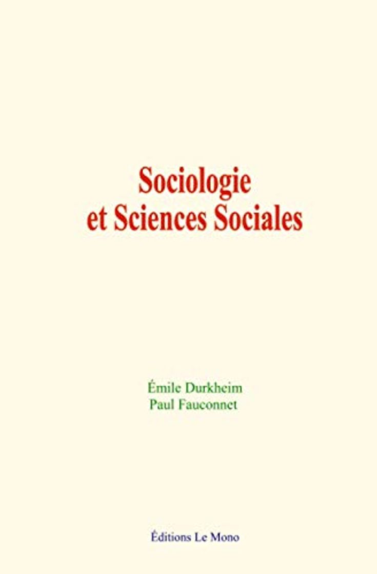 Book Sociologie et Sciences Sociales