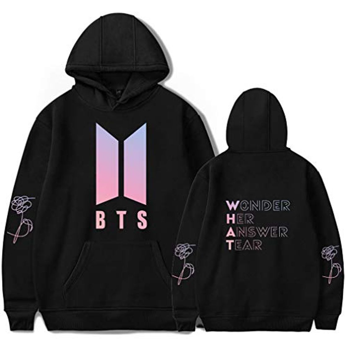 Fashion Socluer Sudadera con Capucha BTS Love Yourself Sudadera a Rayas con Capucha Cool Casual Manga Larga y Bolsillo