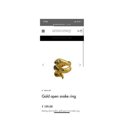 Golden Open Snake Ring