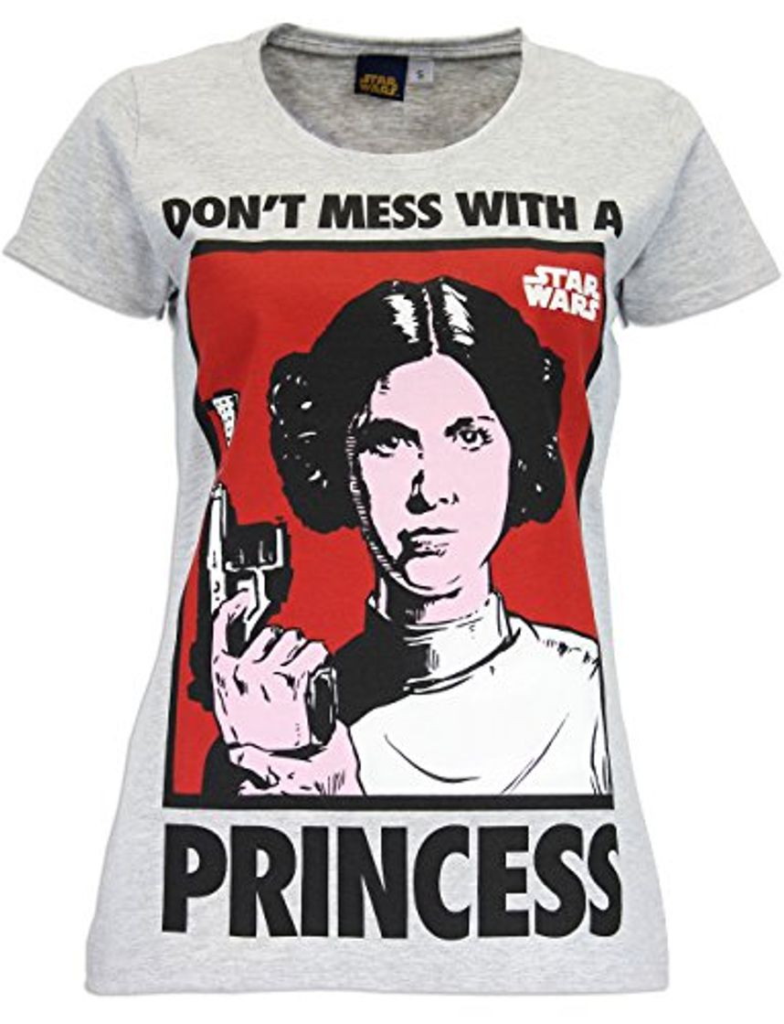 Moda Star Wars – Princesa Leia – Camiseta de manga corta – Mujer gris XXL