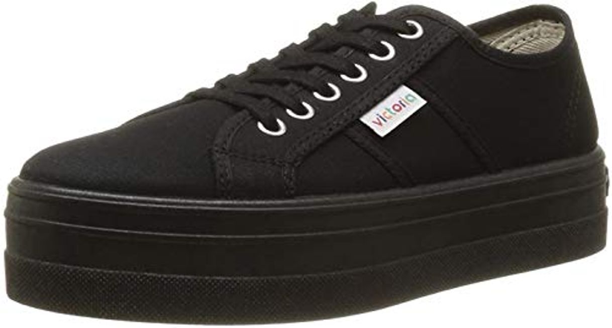 Place Victoria Basket Lona Plataf, Zapatillas Bajos de Deporte Unisex, Negro