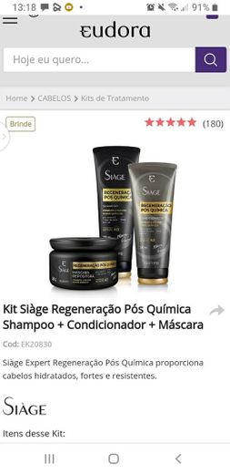 Kit Siàge Regeneração Pós Química Shampoo + Condicionador + ...