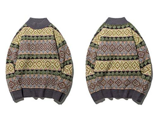 Hip Hop Stripe Geometric Knitted Sweater Men Jumper Sweater Oversize Pullover Christmas