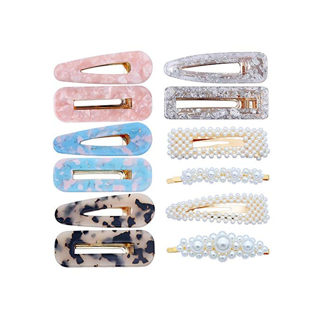 Social YMHPRIDE 12 unidades de resina acrílica perla pinzas para el cabello pasadores