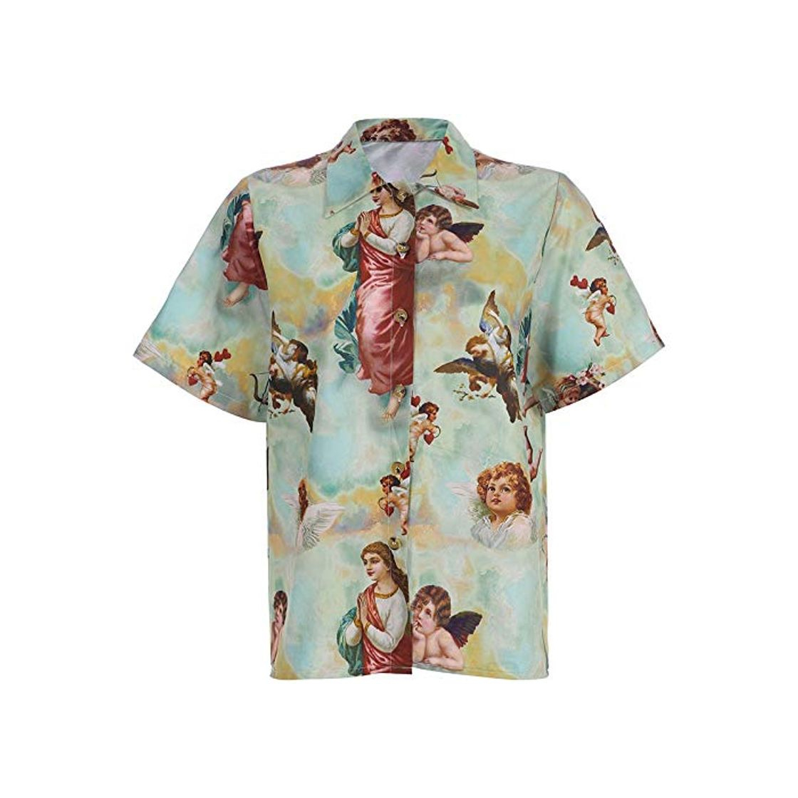Social Ángel de la Mujer Retro Imprimir Viento Flojo Delgada Camisa de Las