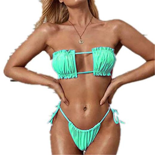 Traje de Baño Mujer Conjunto De Bikini Sexy Micro Traje De Baño Bikini Triángulo Tanga 2 Piezas Talle Alto Tanga Mujer