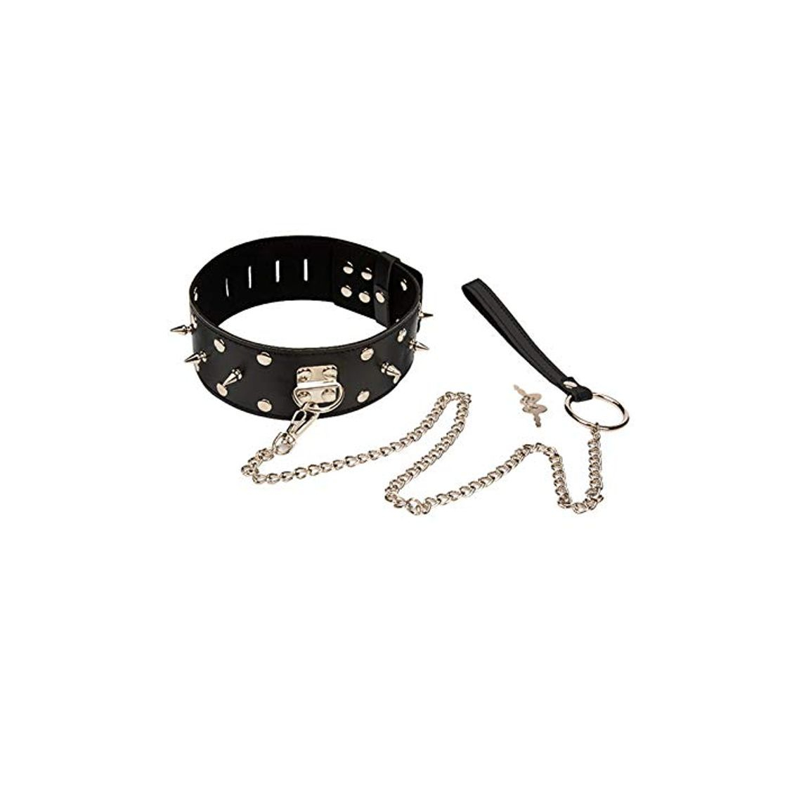 Product Collar de cuero remache negro con cadena desmontable para hombres y mujeres