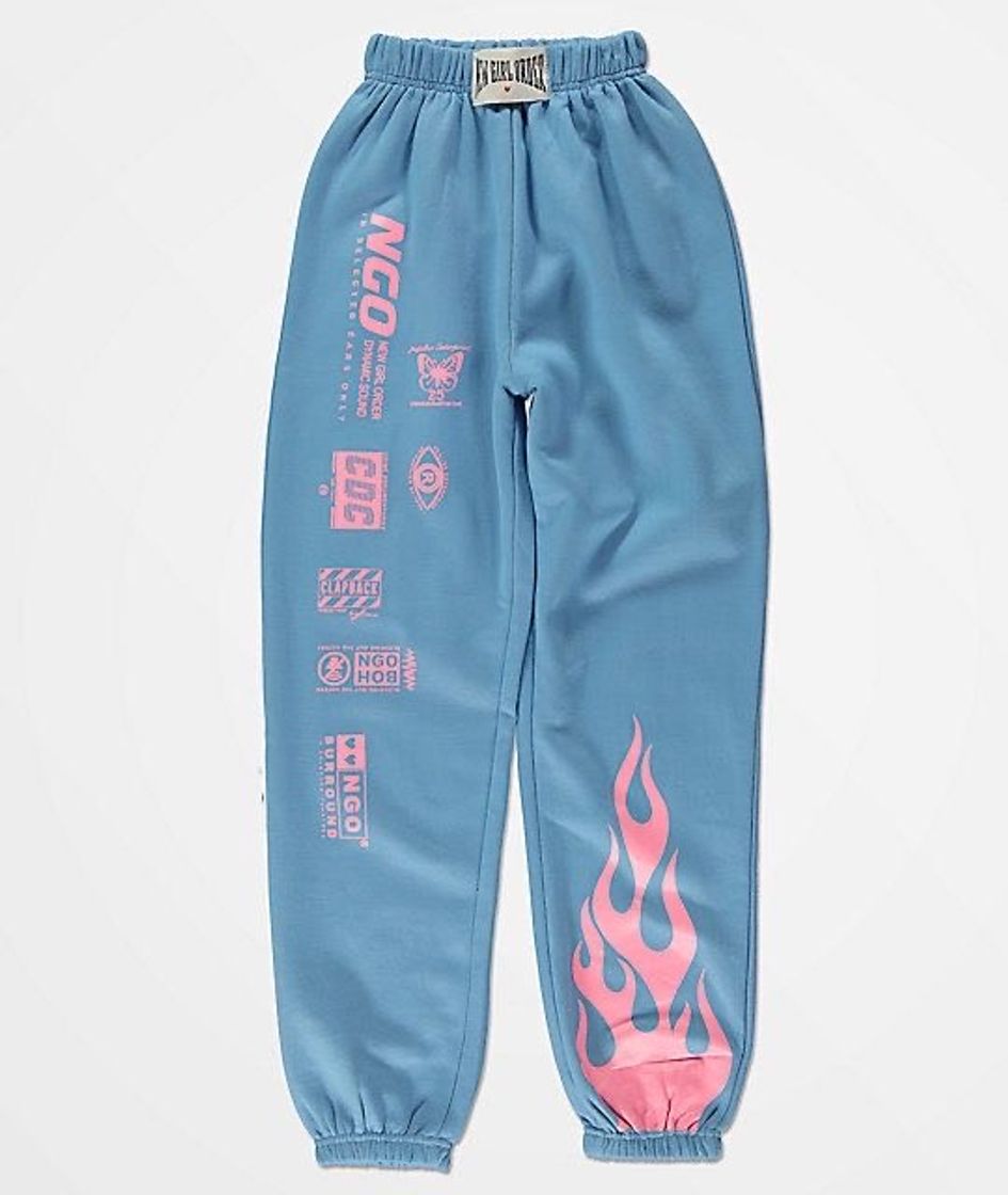 Moda NEW girl ORDER Flame Blue & Pink Jogger Sweatpants