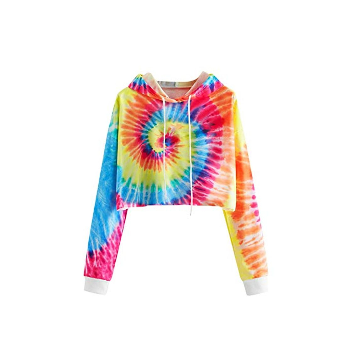 Producto vestidos StreetStyle Sudadera de las Mujeres de Manga Larga Tie Dye Crop Sudadera con Capucha Garabatos Patchwork Pullover Sudadera Moletom Feminina Moda