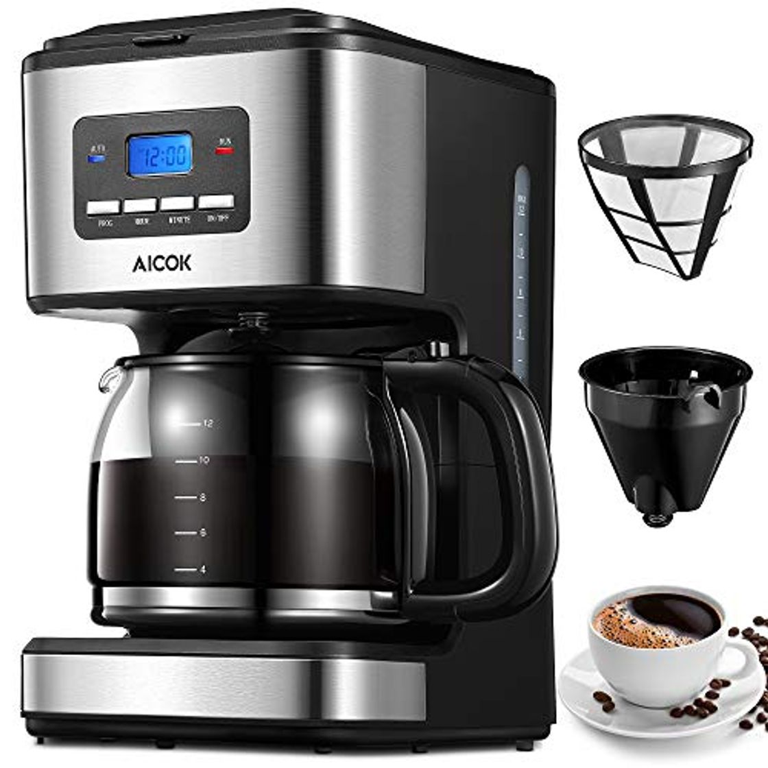 Product Aicok Cafetera, Cafetera Goteo, Cafetera Goteo Programable, Cafetera Goteo Filtro Permanente, Jarra