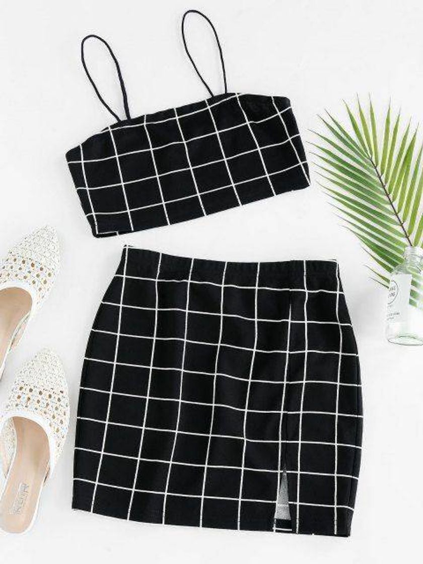 Moda XIANGLIOOD Mujer Plaid A Line Cintura Alta Acampanada Plisada Corta Mini Négro