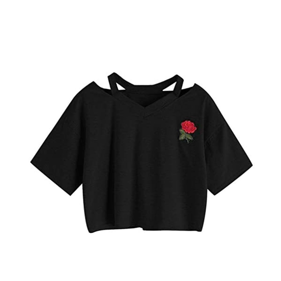 Social Goodsatar Mujer Rosa Manga corta Casual Camiseta Mezcla de algodón Cuello en V Chaleco Tops Blusa (S