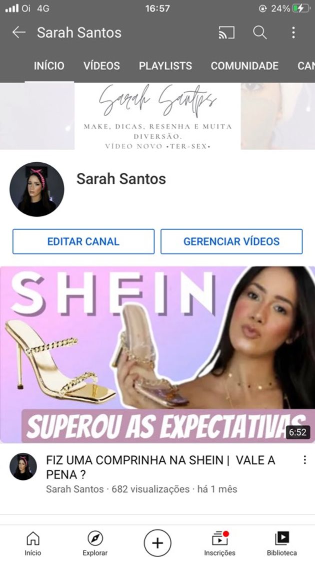 Moda Canal da YouTuber Sarah Santos. 😍👏