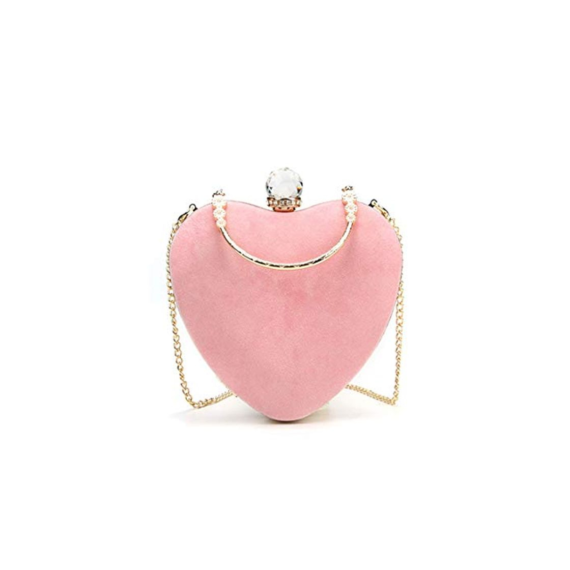 Fashion KDXBCAYKI Embragues Bolsos de noche para niñas Bolsos pequeños Banquete Bolsos de hombro Bolso para bodas y fiestas Caja en forma de corazón Color sólido Bolso de señora Bolso de cena Cadena Bolso peq