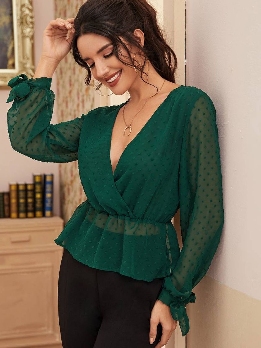 Fashion Blusa verde sexy.