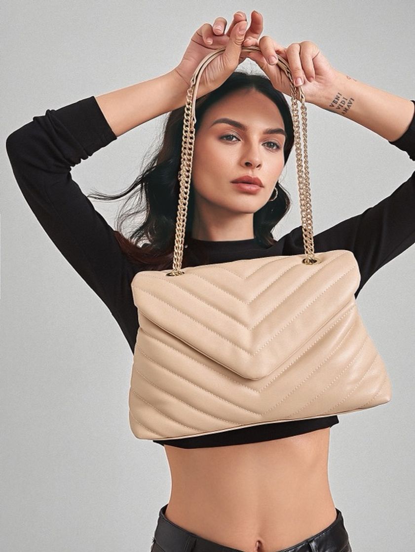 Moda Bolso acolchado beige