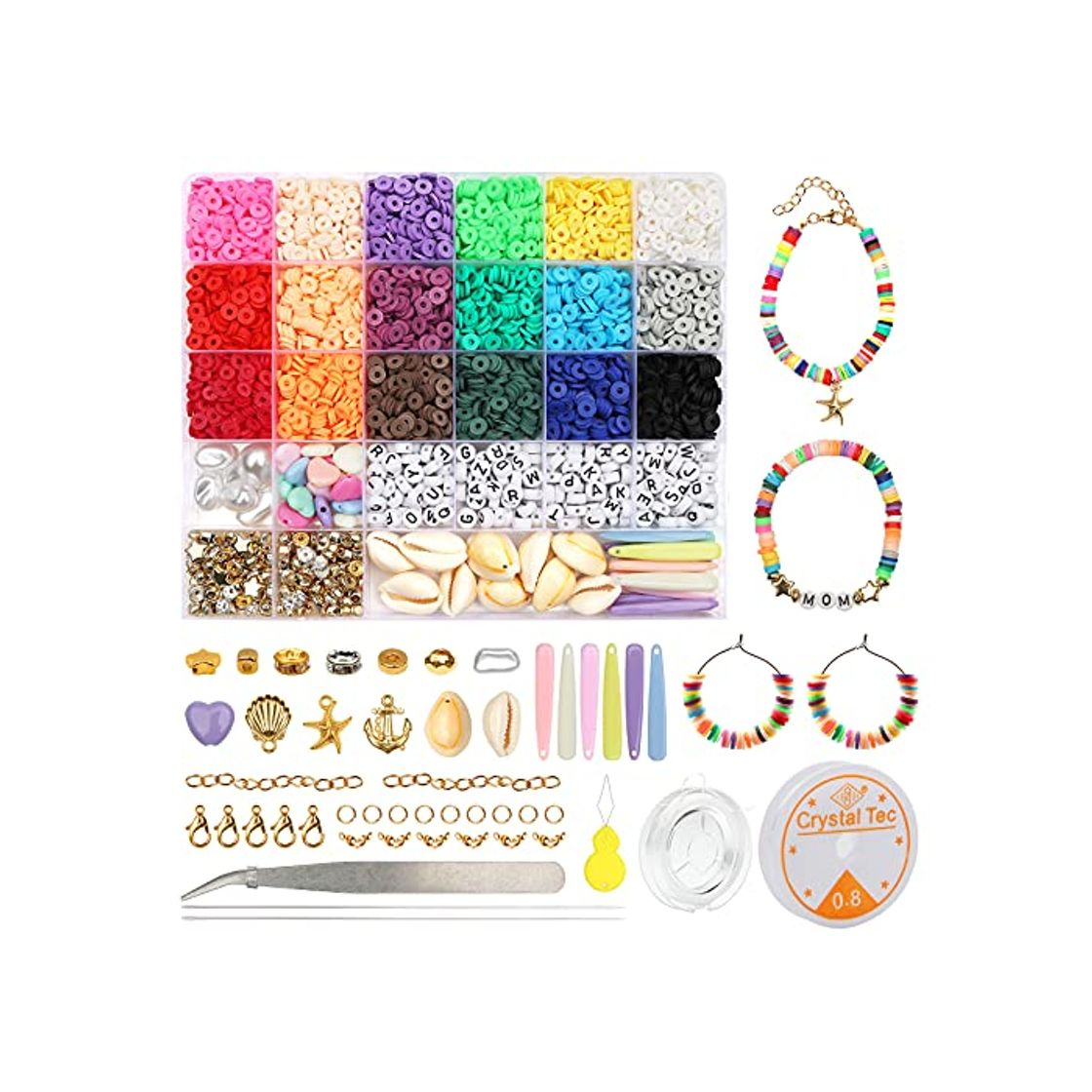 Social Yuccer 4165pcs Cuentas de Colores Cuentas de Arcilla Polimérica Abalorios Planos Redondos Piezas para Hacer Pulseras Collares Bisuteria Pendientes Cumpleaños Regalo para Niños Adultas