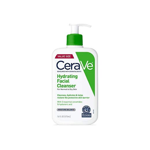 CeraVe - Limpiador facial hidratante de 473 ml para limpieza diaria