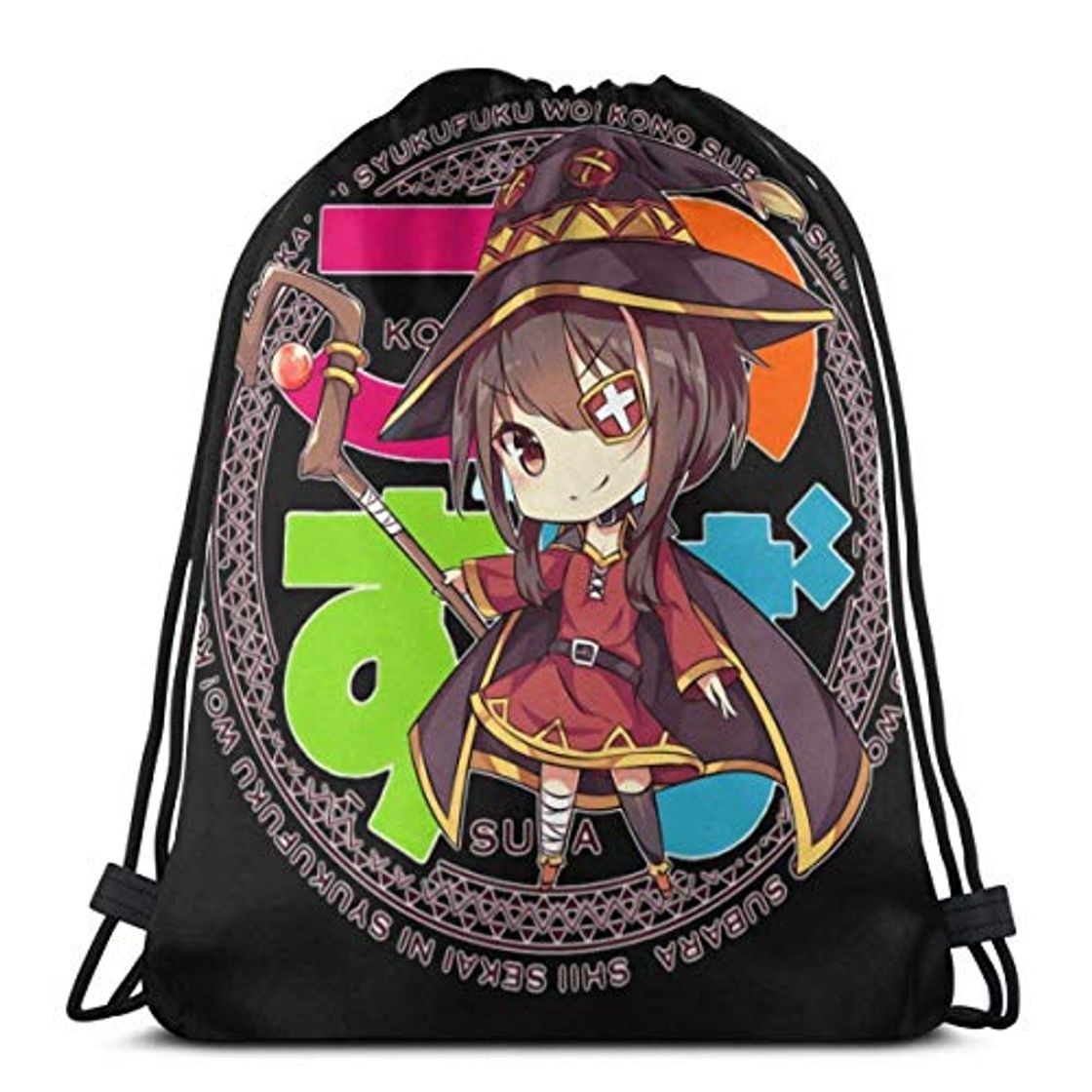 Social Yuanmeiju Drawstring Bag Sport Gym Sack Party Favor Bags Wrapping Gift Bag Mochila con cordóns Storage Goodie Bags Cinch Bag Konosuba Megumin