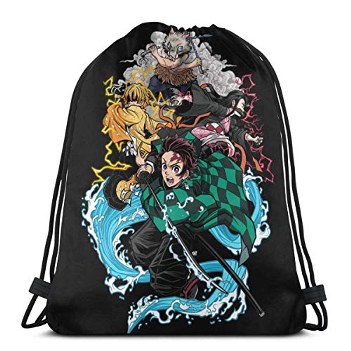 Moda Yuanmeiju Bolsos con cordón Sport Gym Backpack Storage Goodie Demon Kimetsu No Yaiba