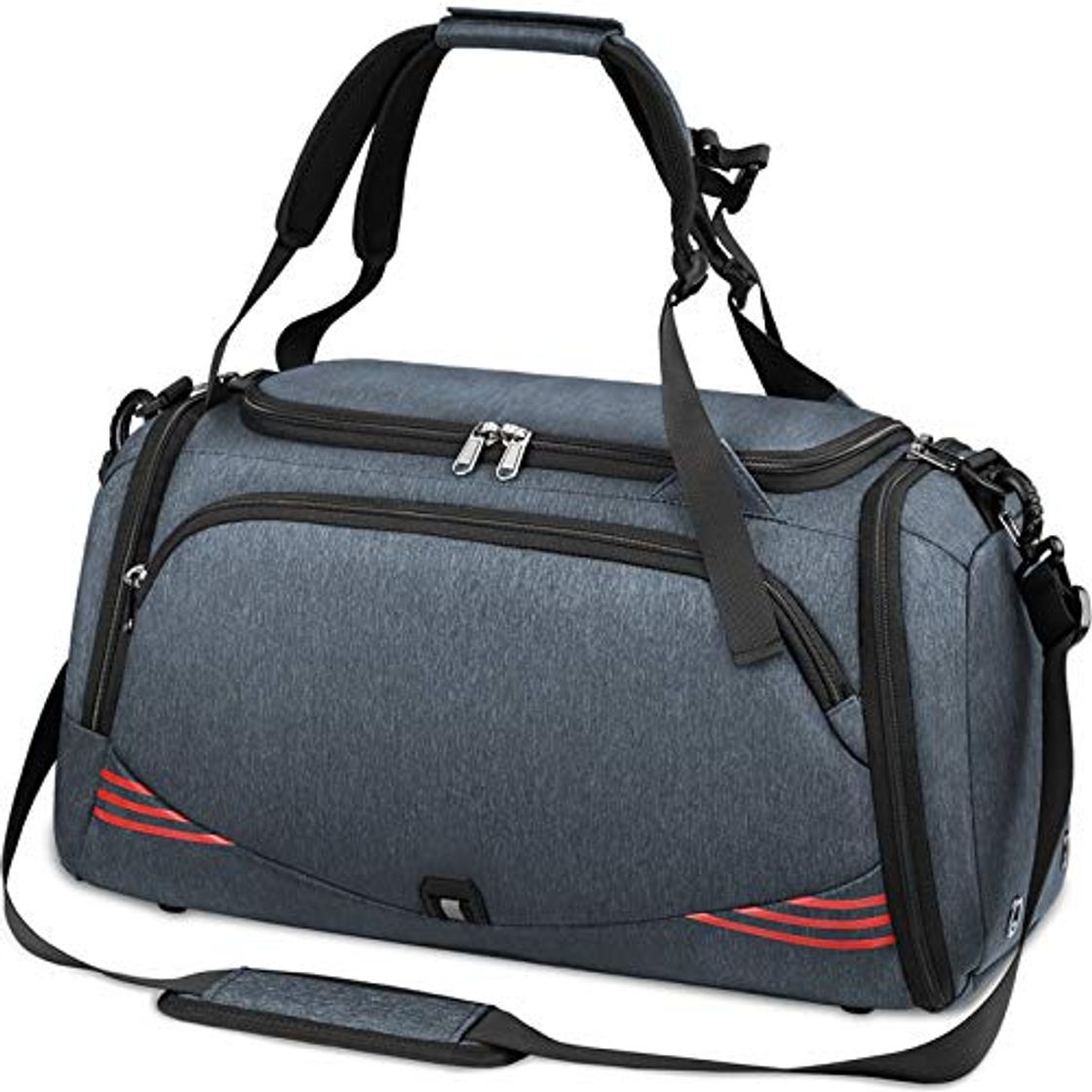 Moda NUBILY Bolsa Deporte Hombre Bolsas Gimnasio Mujer Bolso Fin de Semana Viaje con Compartimento para Zapatos Gym Bag Impermeable Grande 40L Gris Azul