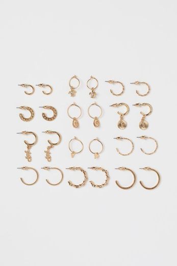 12 pairs earrings - Gold-coloured - SENHORA | H&M PT