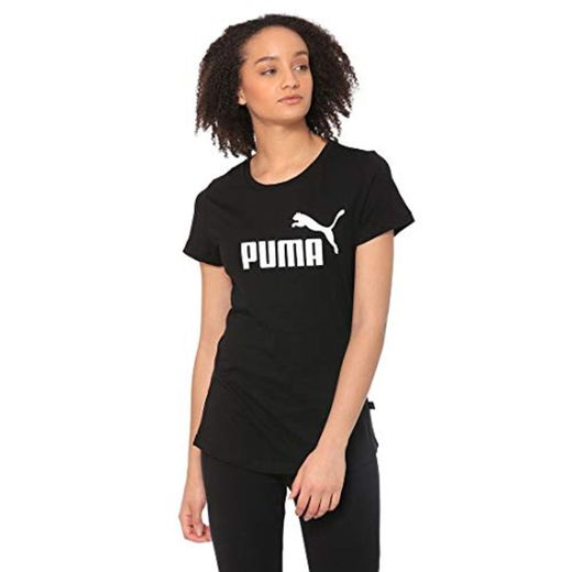 PUMA ESS Logo tee Camiseta, Mujer, Negro