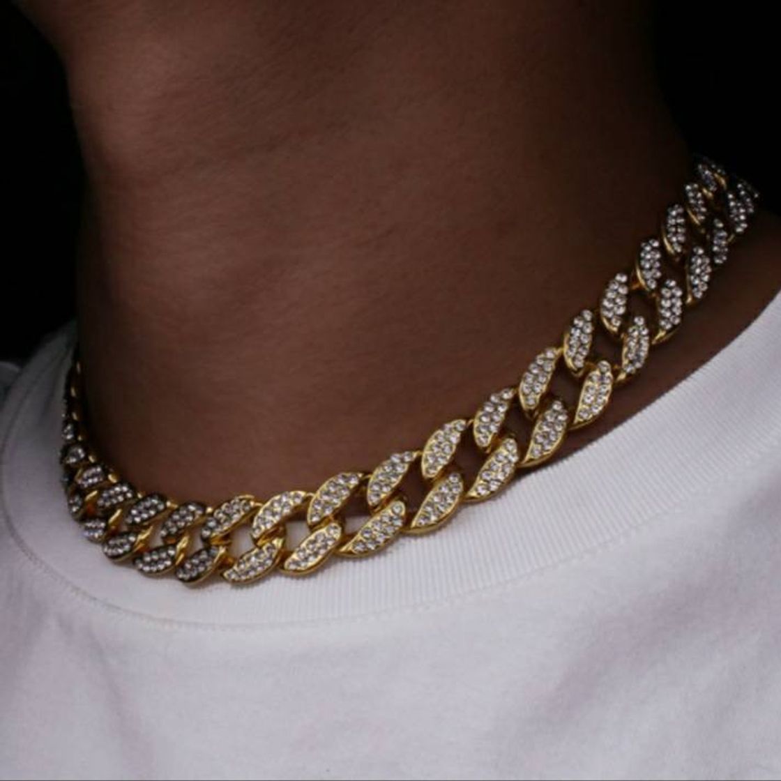 Moda Corrente de strass masculino estilo hip hop