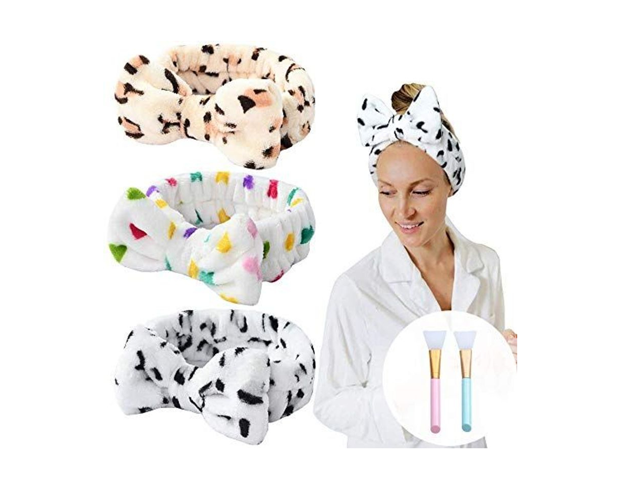 Moda 3 Pieces Women/Girl Adorable Fashion/Soft Cut Carol Plush Bun Makeup Cosmetic Shower