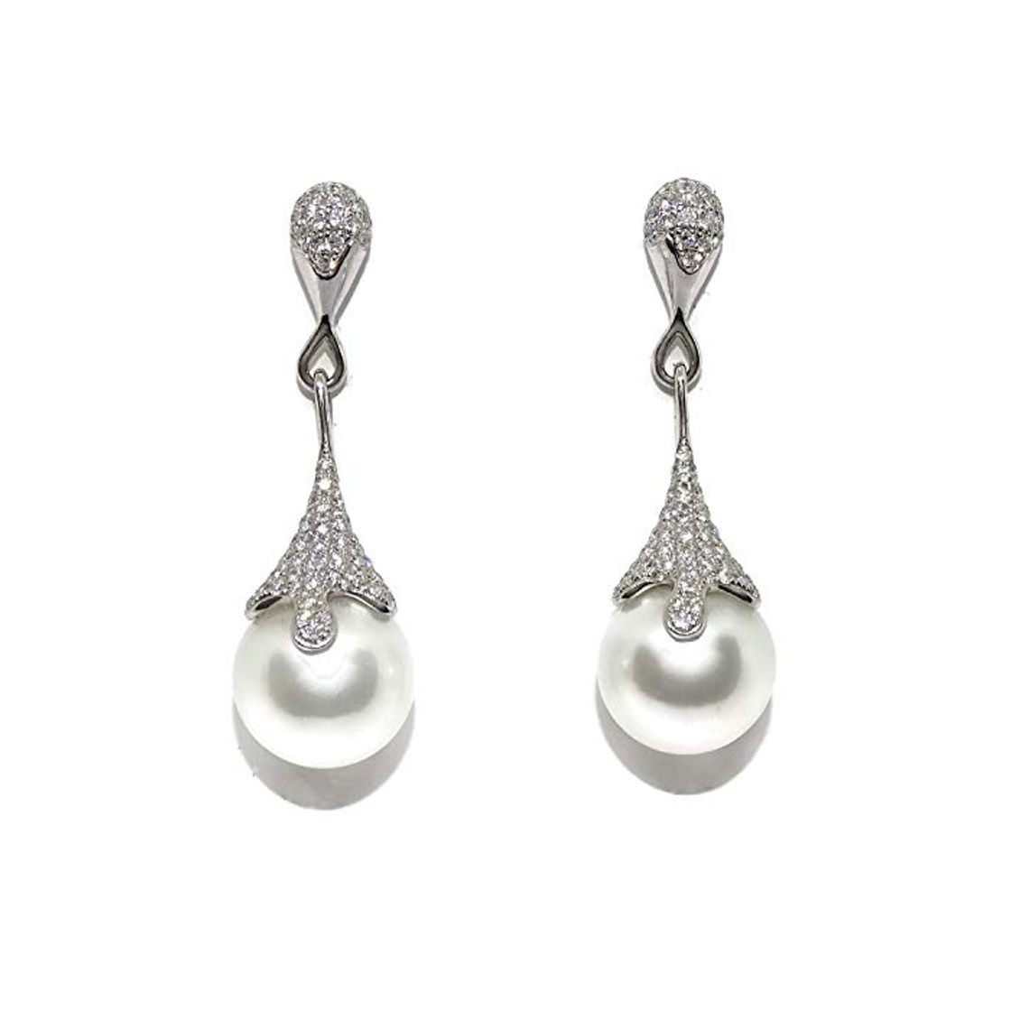 Social Preciosos pendientes de oro blanco de 18k con 170 diamantes talla brillante