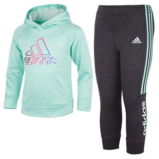 adidas Girl's Melange Fleece Hoodie and Pants 2 Piece Set