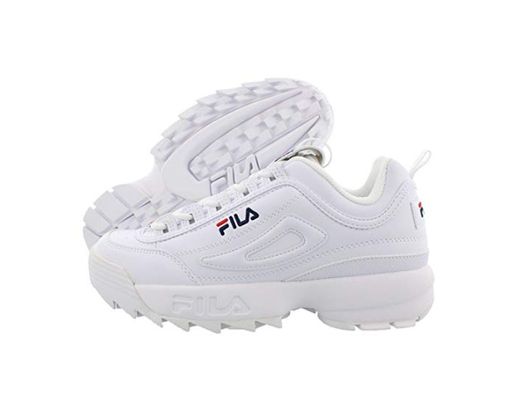 Fila Disruptor II FW02945-111 Leather Youth Trainers - White Peacoat Red -
