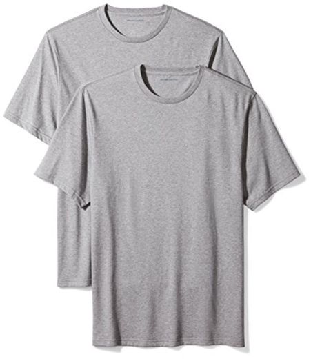 Amazon Essentials 2-Pack Regular-Fit Short-Sleeve Crewneck T-Shirts Camiseta, Gris