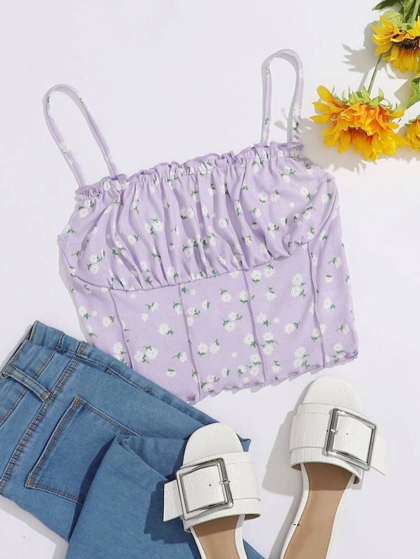 Social Top cami com babado- Shein