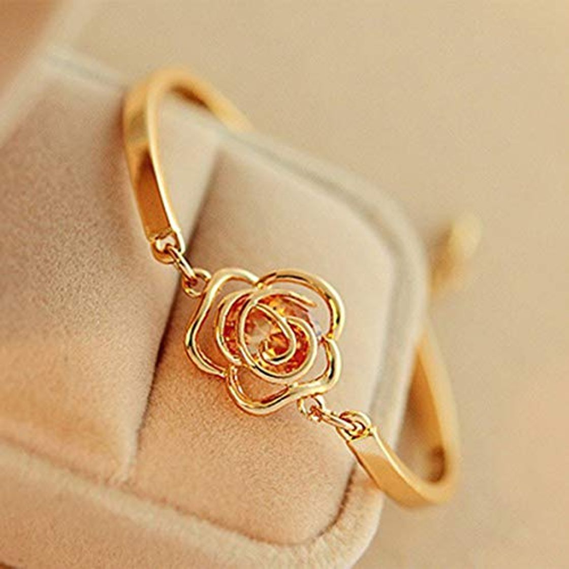 Social Rendeyuan Mujeres Coreanas de Moda Hermosa Flor Rosa Pulsera con dijes Ajustable