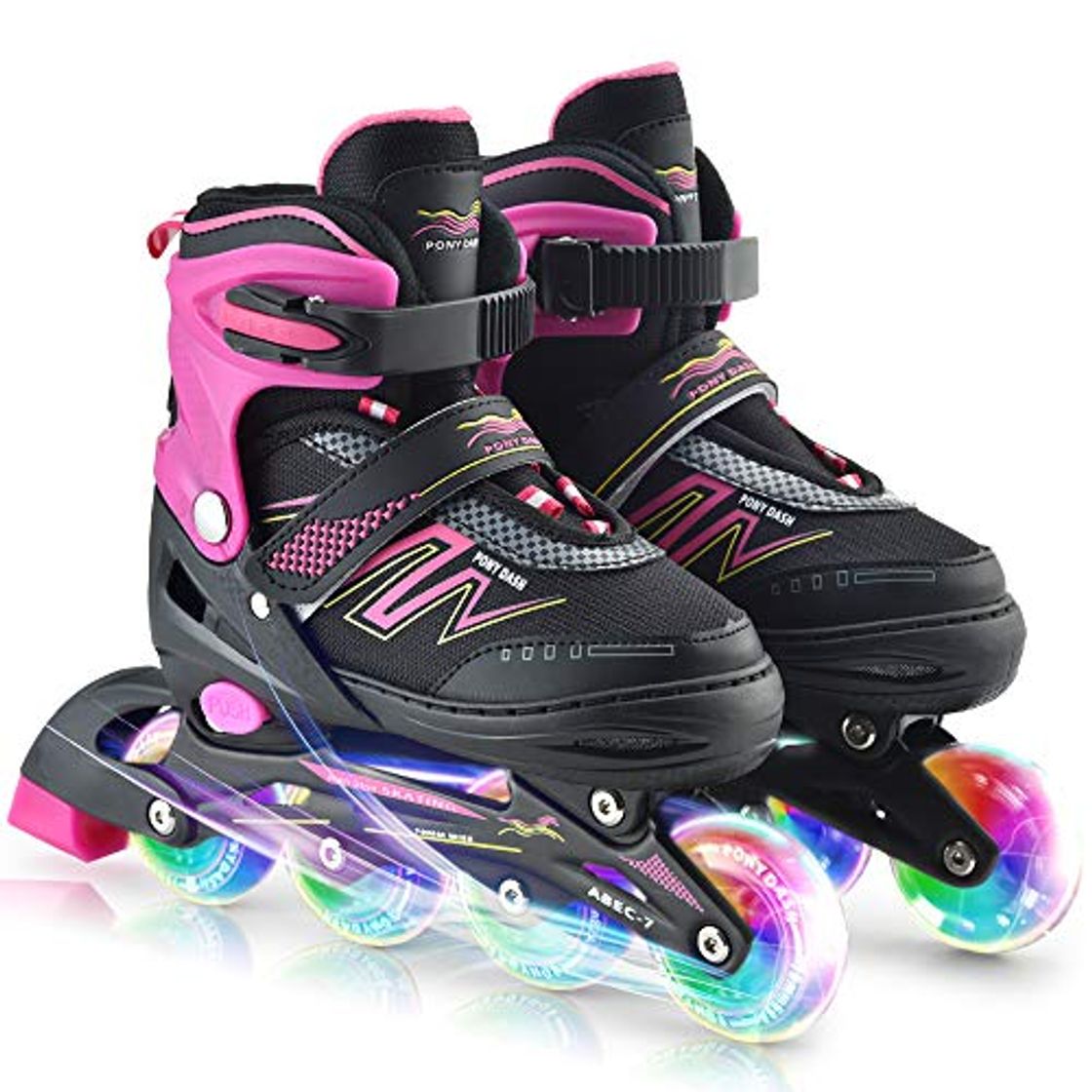 Social Lixada Patines en Línea Infantiles Ajustables con 4 Ruedas Iluminadoras para Niños