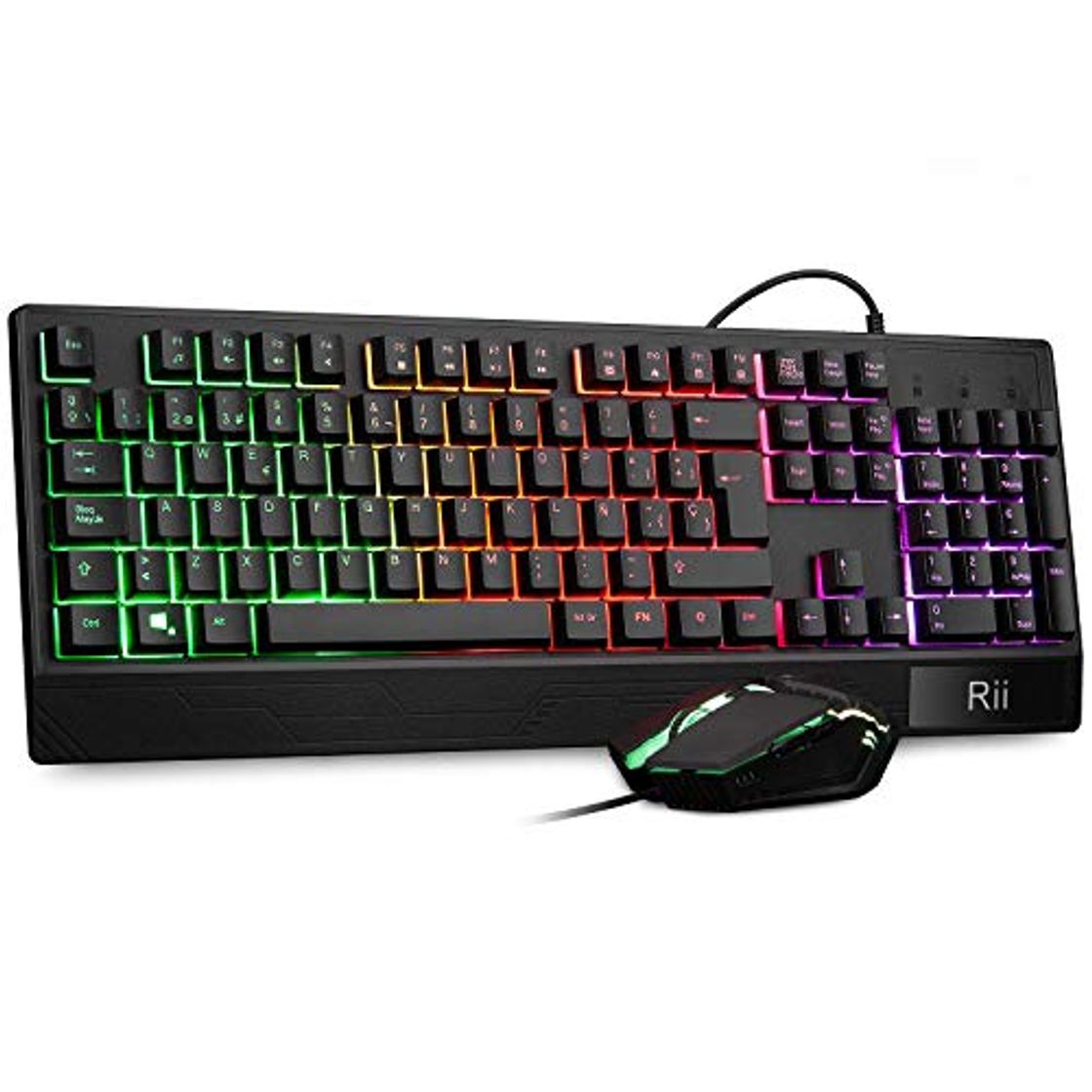 Electrónica Teclado Gaming Rii RM400 Combo Rainbow Retroiluminación ,Teclado y Ratón con Cable,ratón