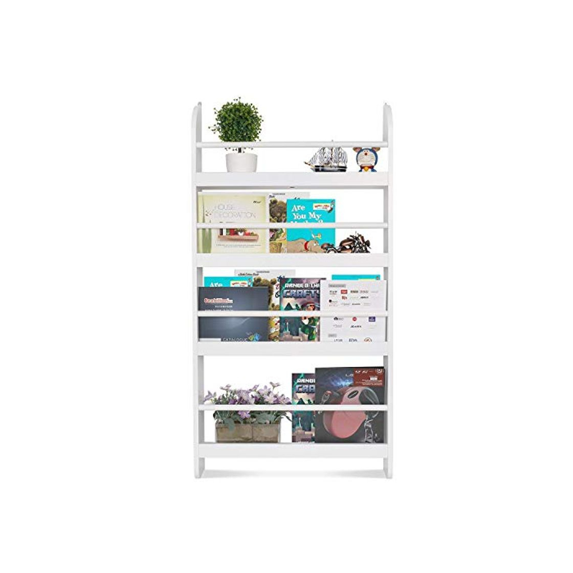 Product Homfa Estantería de pared de libros con 4 estantes para alimentos y adornos 60 x 12 x 115 cm Blanco