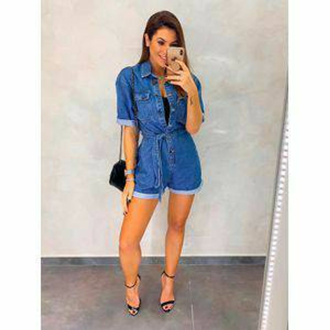 Moda Macaquinhos jeans com golas ♡