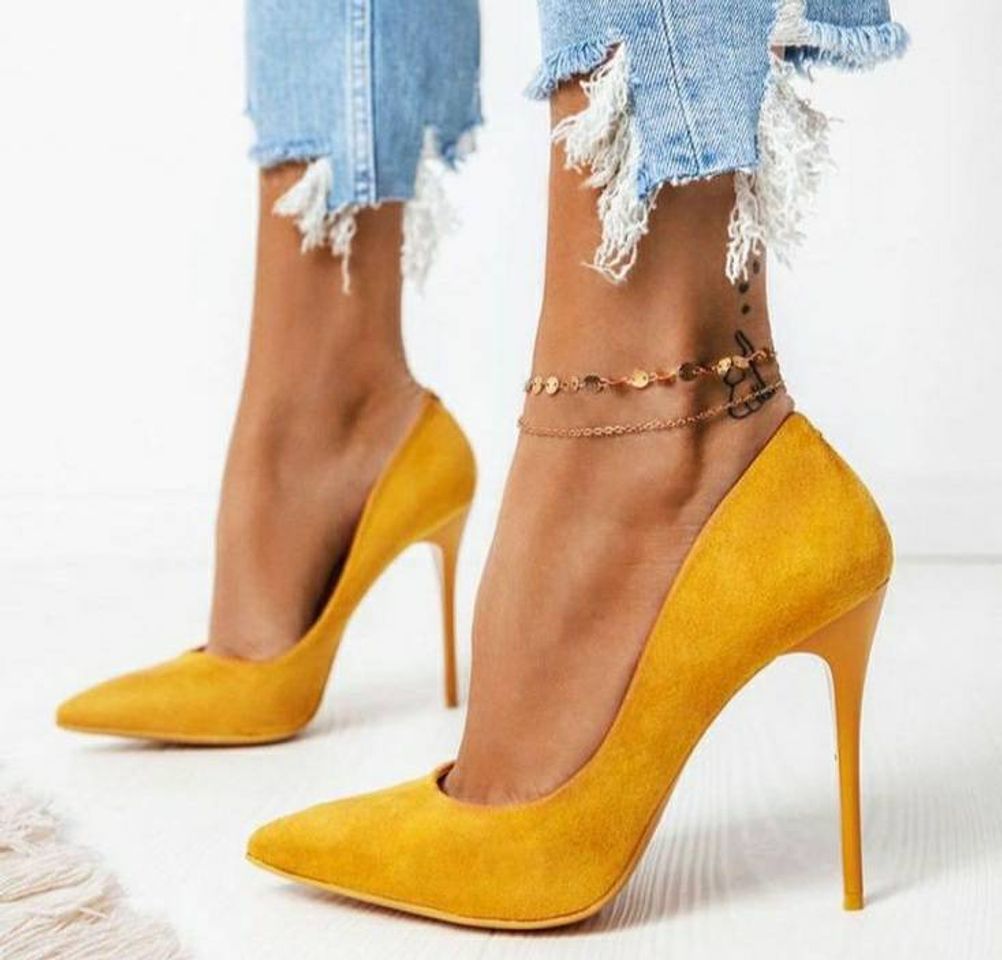 Moda Scarpin Nobuck Amarelo💛