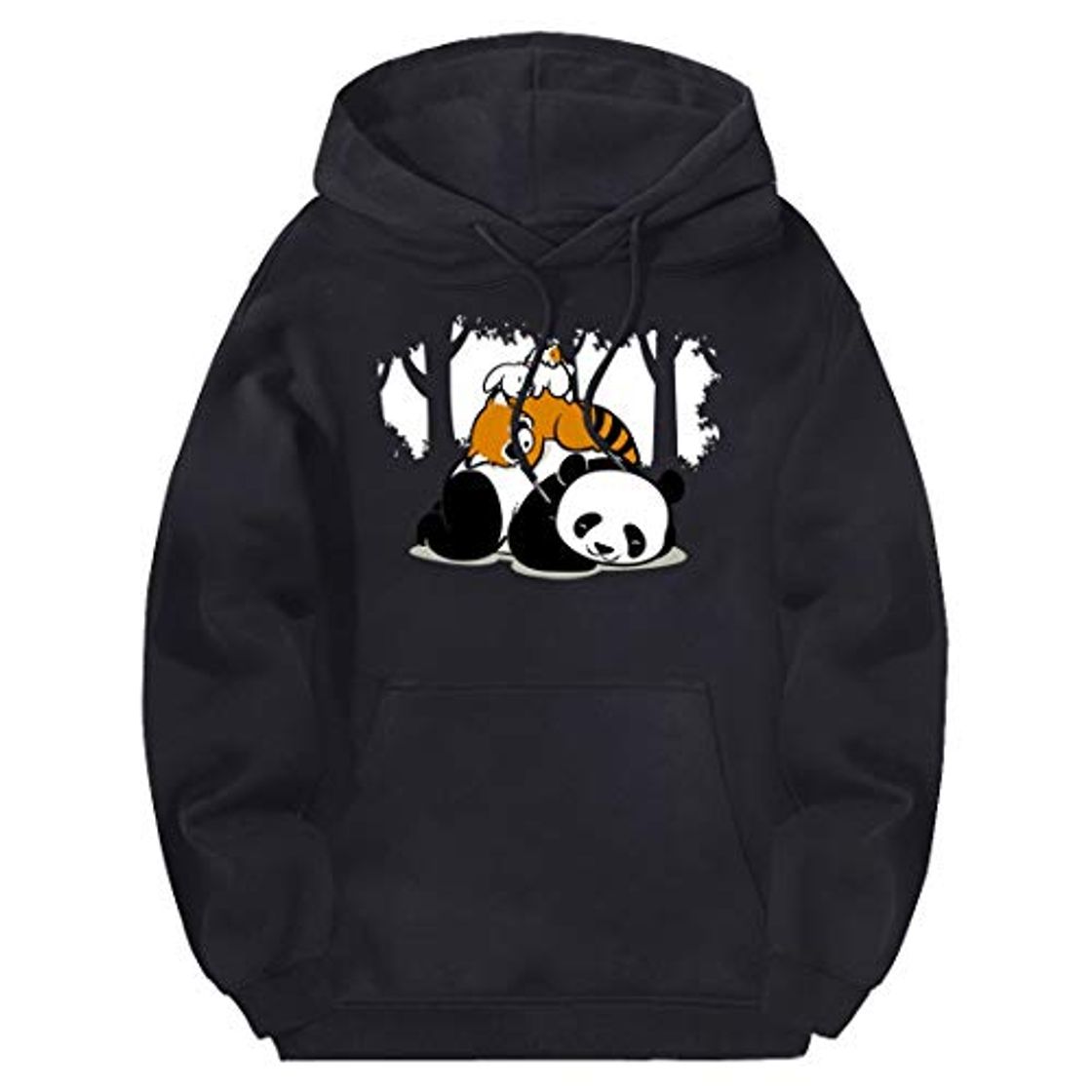 Moda Fleece Panda Hooded Sweatshirts Men Autumn Brand Tracksuits Hip Hop Clothing Male Warm Hoodies Breathable Moletom Masculino Black XXL