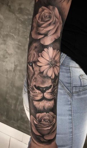 Tattoo Lion Flor