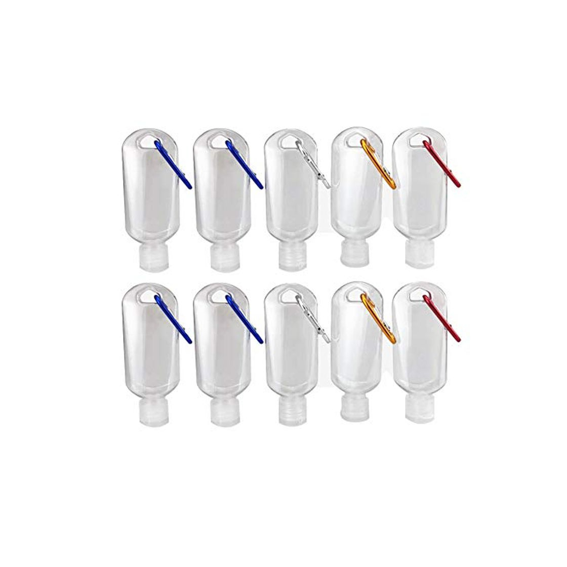 Social SYSI 50ML Botella Recargable vacía con Llavero, 10 Piezas Mini Botellas Transparentes